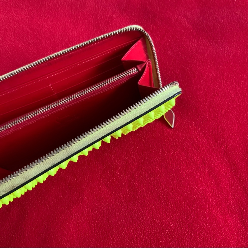 Christian Louboutin Panettone Neon Zip Around Studded Clutch Fashion Wallet - Picture 14 of 16